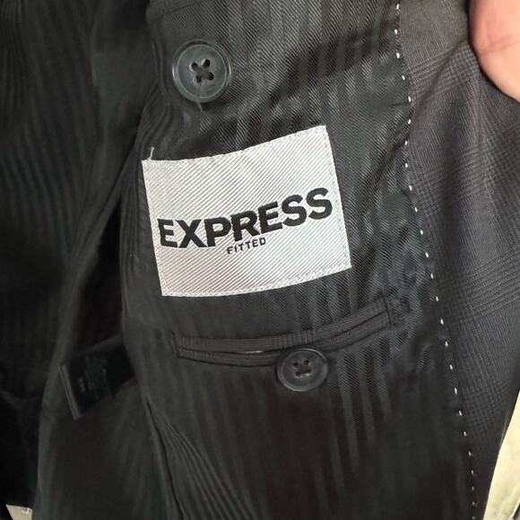 Express Men's Dark Grey Black Fitted Blazer 38R - Picture 6 of 10